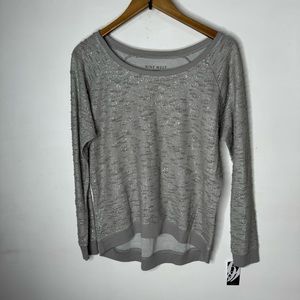 Nine West gray sweatshirt metallic threading throughout